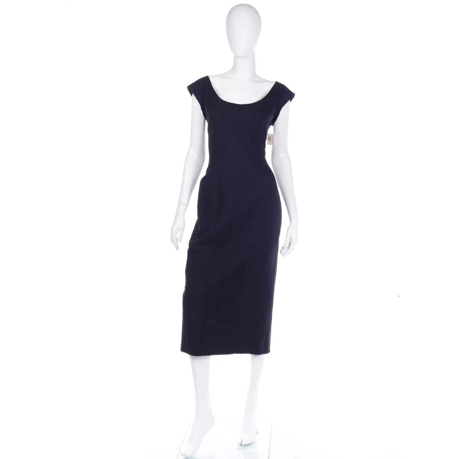 S/S 1992 Isaac Mizrahi Deadstock Black Textured Wrap Dress