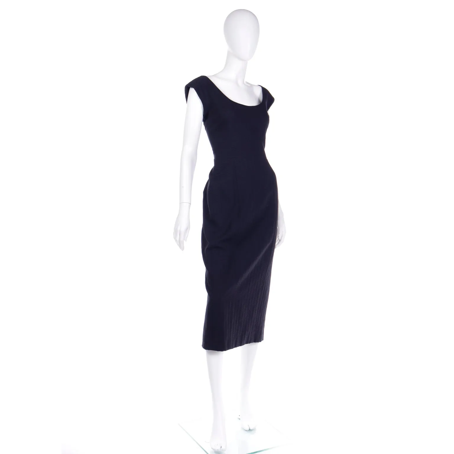 S/S 1992 Isaac Mizrahi Deadstock Black Textured Wrap Dress