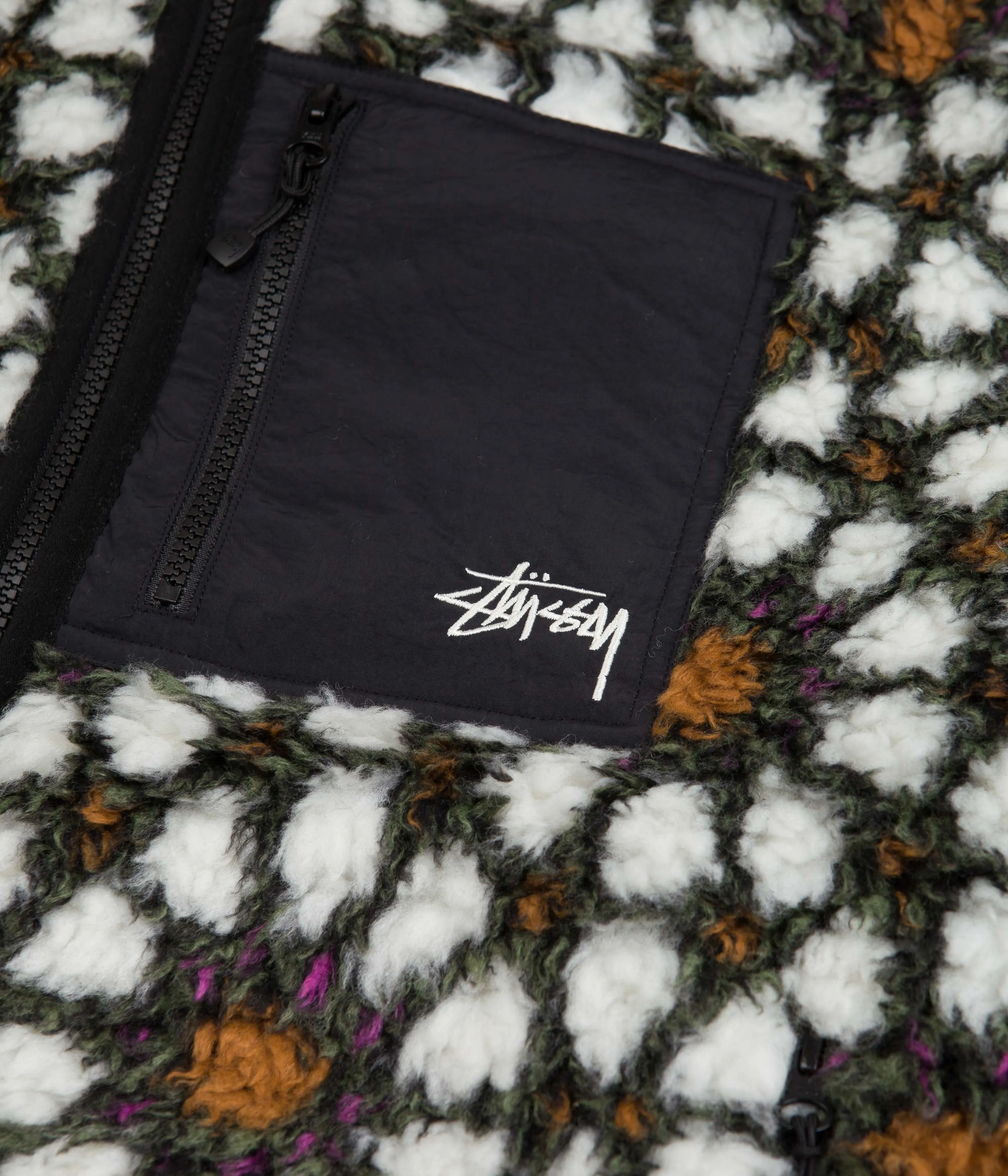 Stussy Pattern Sherpa Jacket - Natural