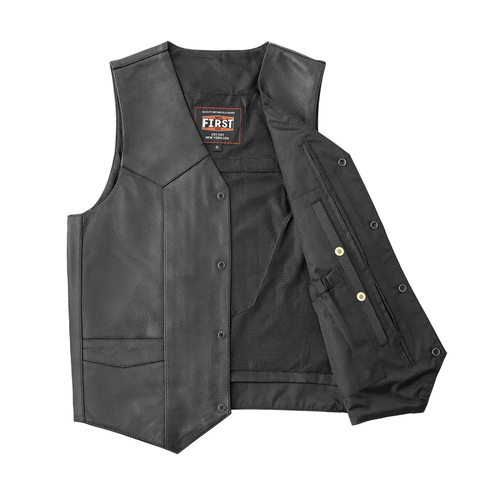 Texan Black Men's Motorcycle Western Style Leather Vest