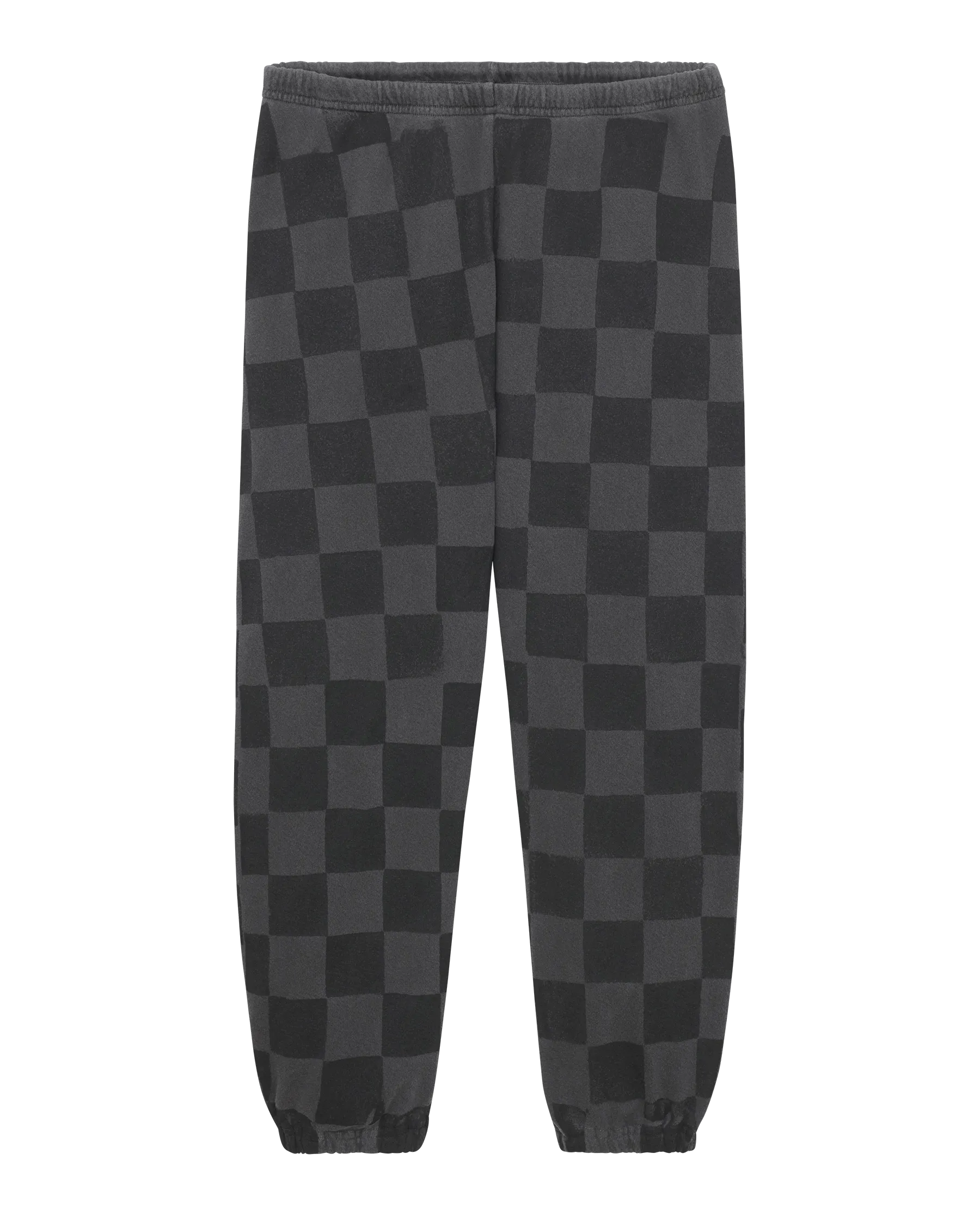 The Hand Stamped Stadium Sweatpant. -- Washed Black with Black Check