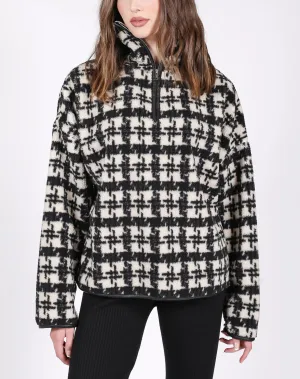 The Houndstooth Sherpa Half-Zip - Black and Cream