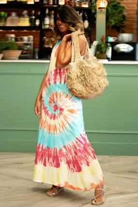 Tie-dyed Printed Casual Vest Dress