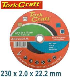 TORK CRAFT CUTTING DISC MULTI PURPOSE 230 X 2.0 X 22.2MM FOR STEEL SS PVA STONE ABR230SM