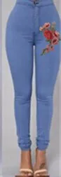 Trendy Flower High Waist Stretch Skinny Jeans