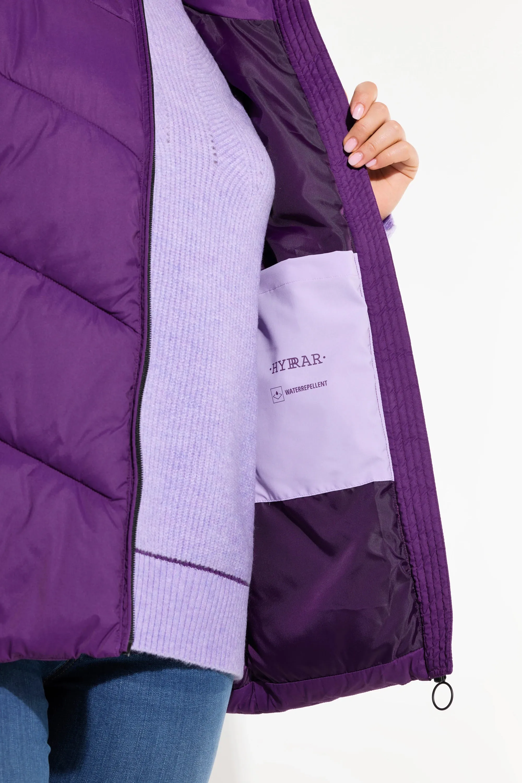 Ulla Popken High Collar Gilet in Purple