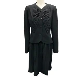 Valentino Black Wool Crepe Jacket and Skirt Two-Piece Set