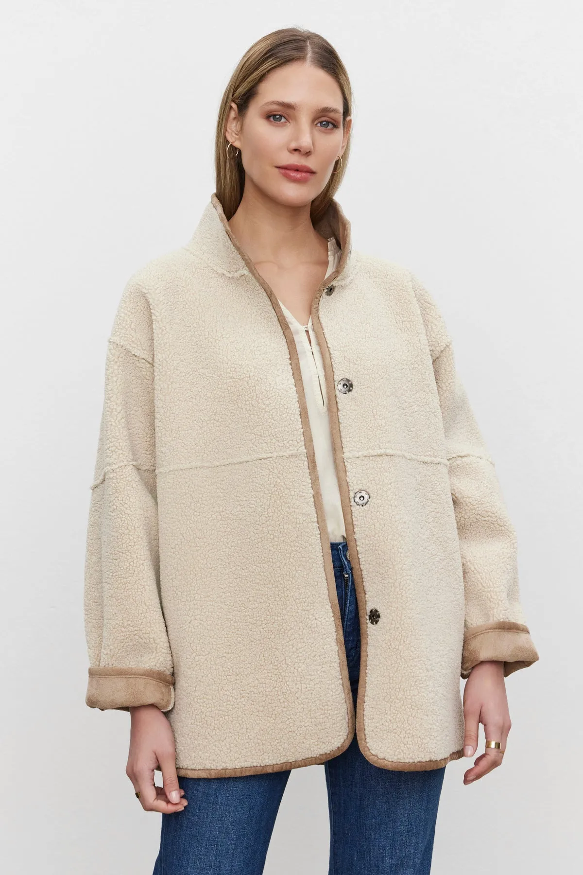 Velvet by Graham & Spencer Albany Luxe Sherpa Jacket | Sand | Clearance Final Sale