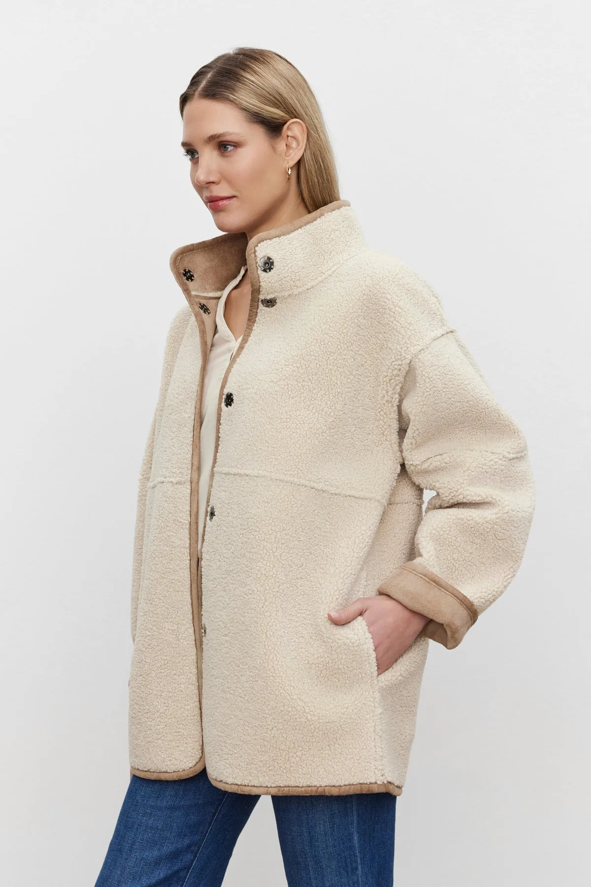 Velvet by Graham & Spencer Albany Luxe Sherpa Jacket | Sand | Clearance Final Sale