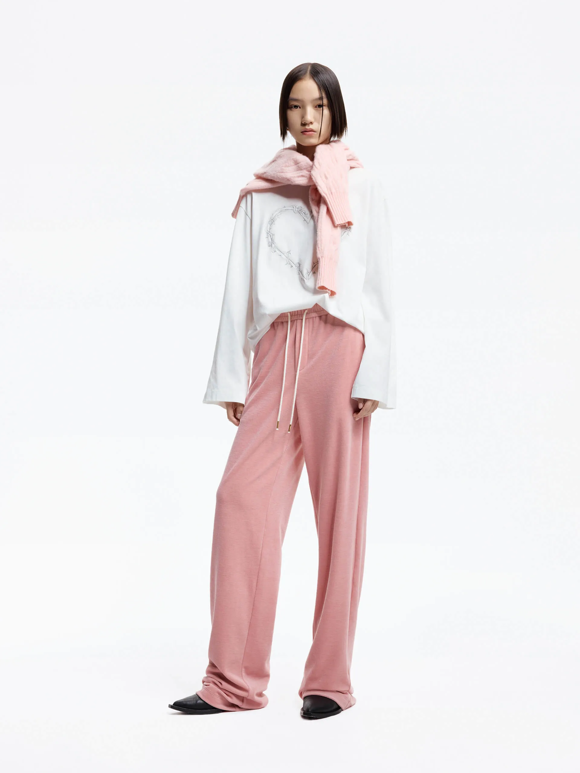 Velvet Texture Elasticated Pants