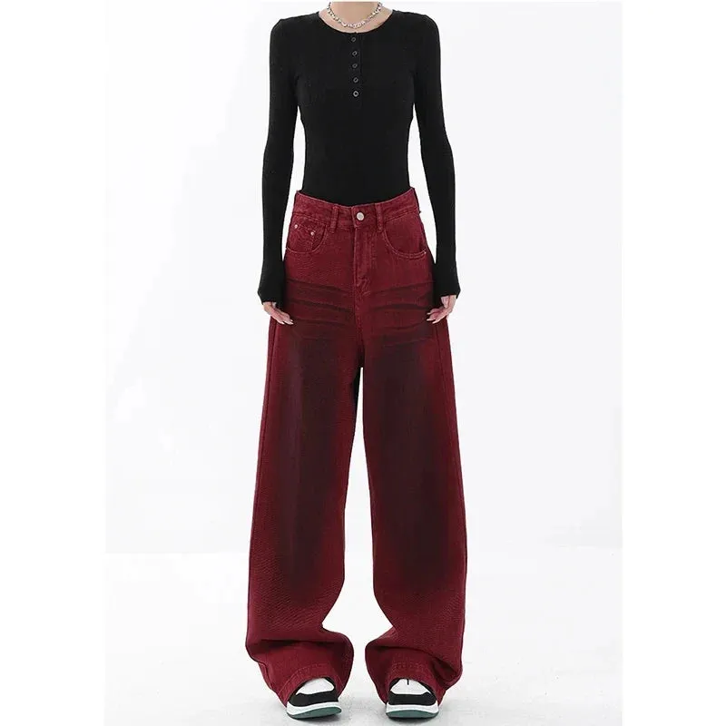 Vintage Y2K Korean Baggy High Waist Wide Leg Jeans