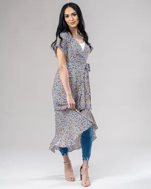 Water Print Wrap Dress