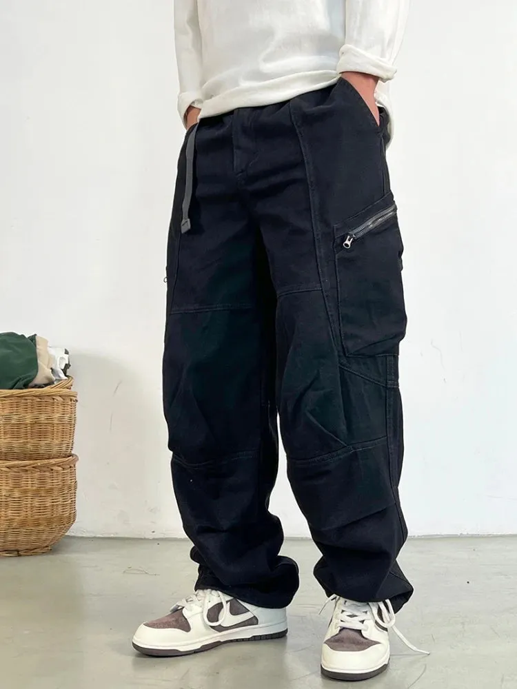 Wiaofellas  -  Japanese Streetwear High Quality Long Staple Cotton Twill Cargo Pants Men Harajuku Plus Size Casual Work Pants Baggy Trousers