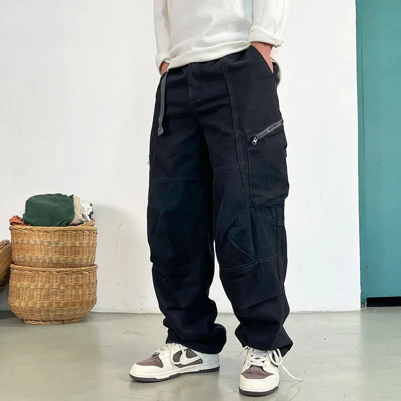 Wiaofellas  -  Japanese Streetwear High Quality Long Staple Cotton Twill Cargo Pants Men Harajuku Plus Size Casual Work Pants Baggy Trousers