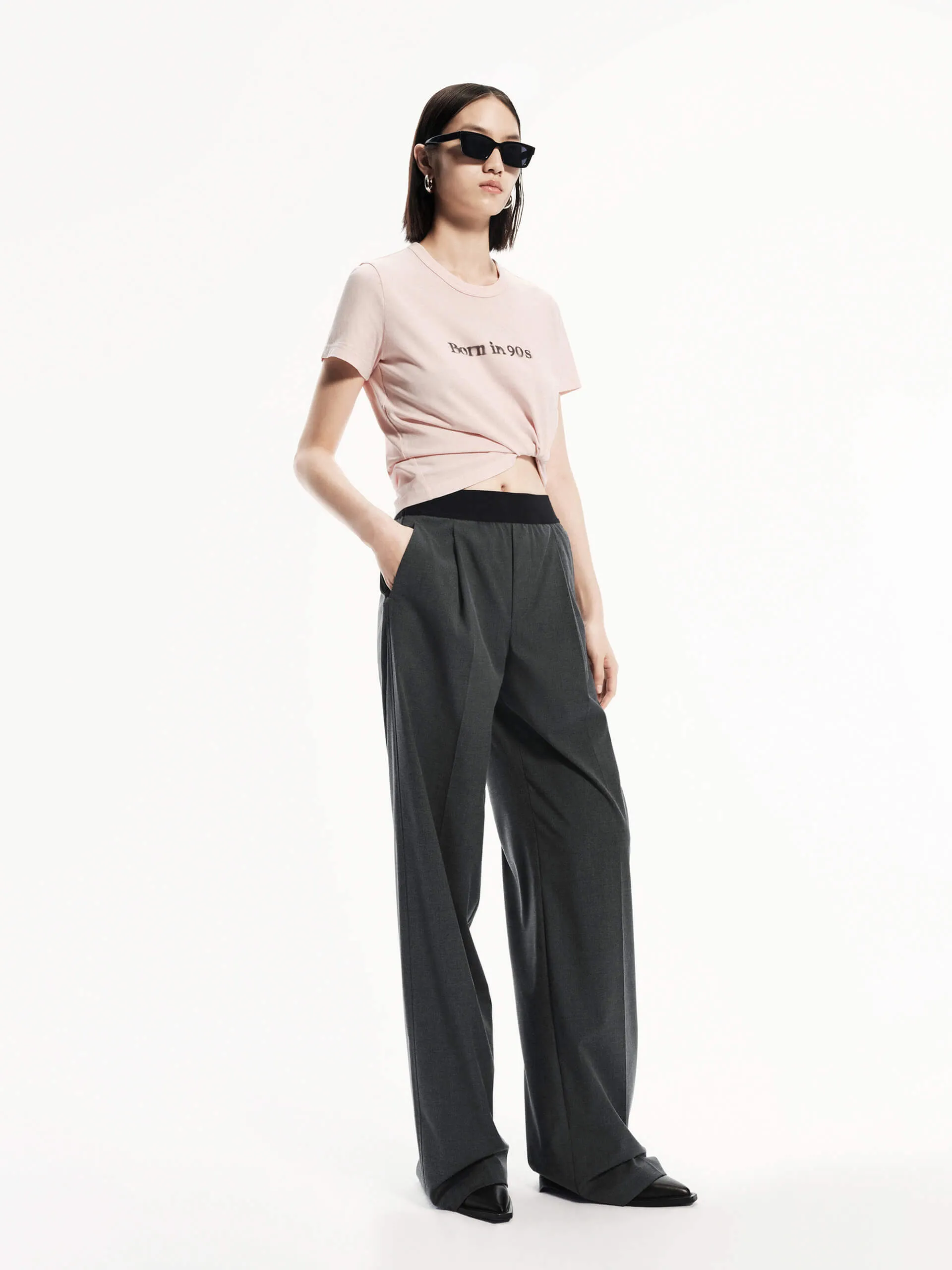 Wide Leg Contrast Pants