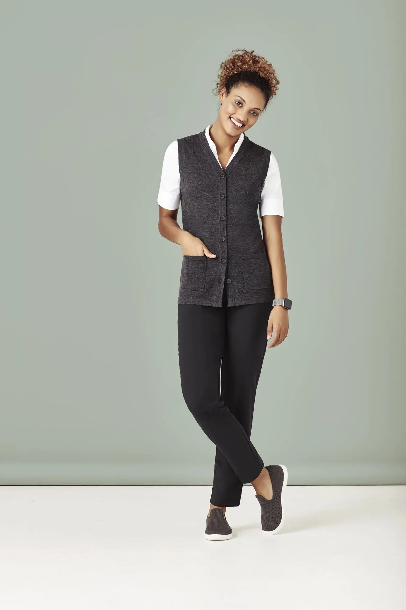 Womens Button Front Knit Vest