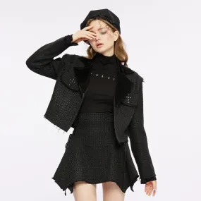 Women's Gothic Turn-down Collar Unedged Coat