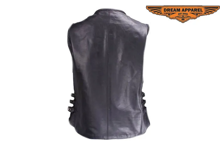 Womens Leather Motorcycle Tactical Vest