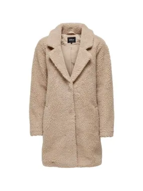 Women's Plain Sherpa Coat,Beige