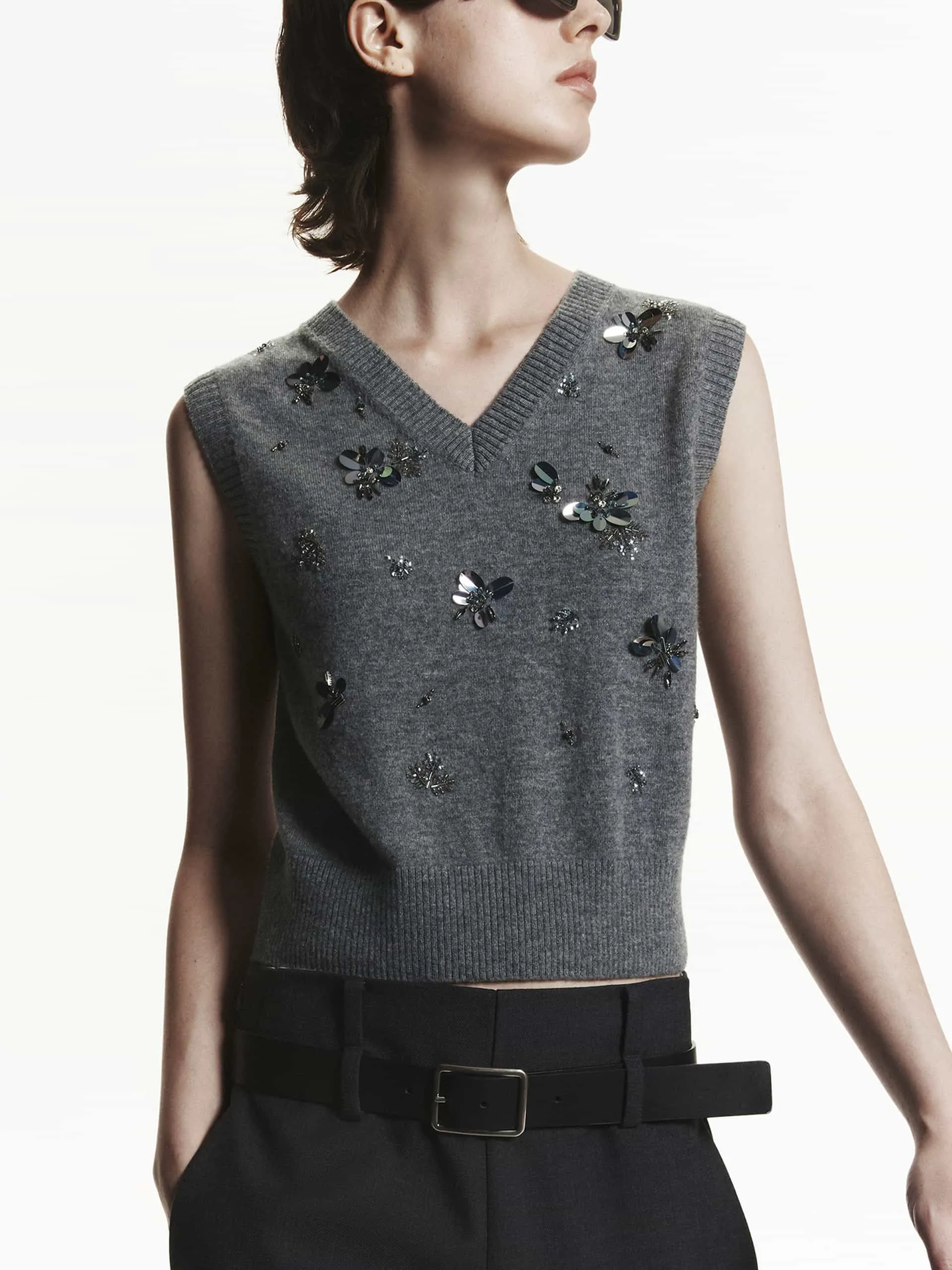 Wool Sequin Knit Vest