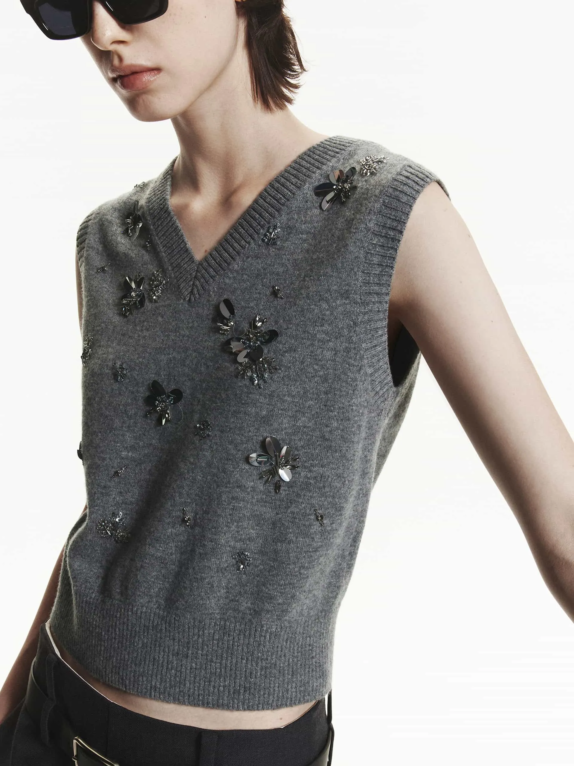 Wool Sequin Knit Vest