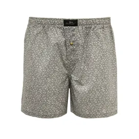 Woven Cotton Boxer Shorts Petrol Leaves