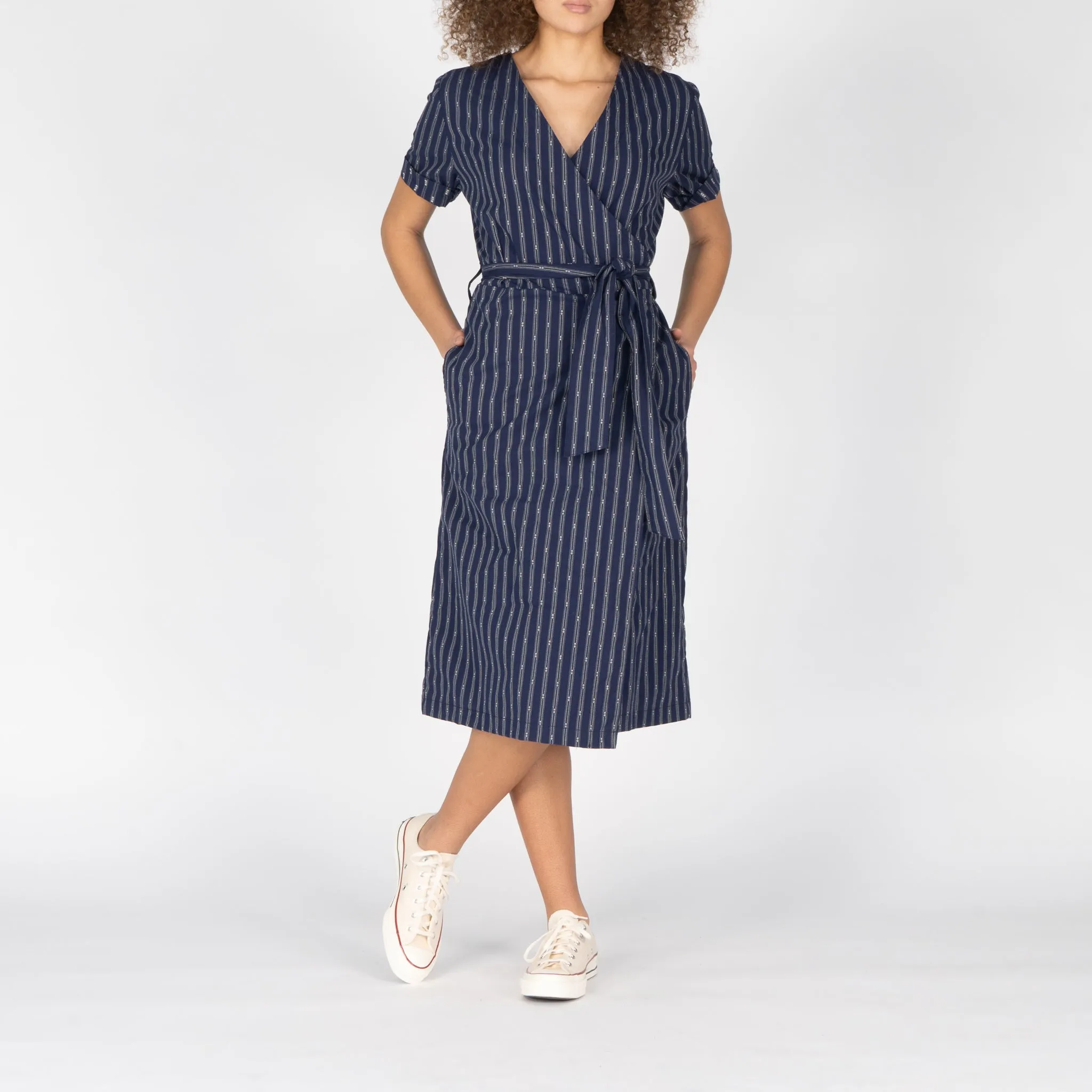 Wrap Dress - Vintage Dobby Stripes - Navy