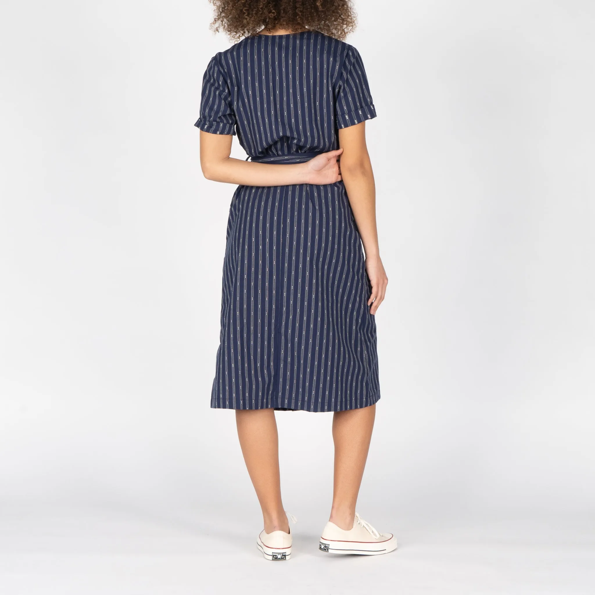 Wrap Dress - Vintage Dobby Stripes - Navy