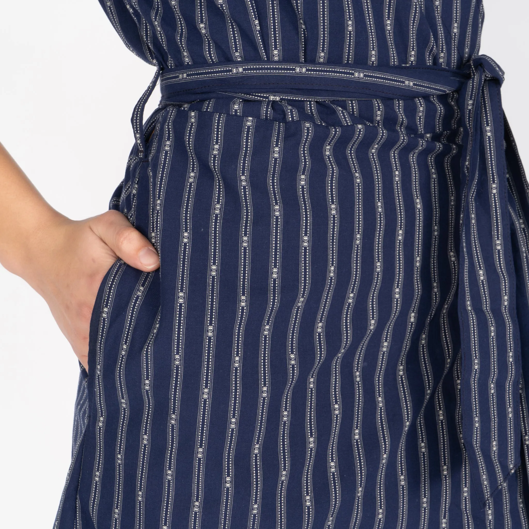 Wrap Dress - Vintage Dobby Stripes - Navy